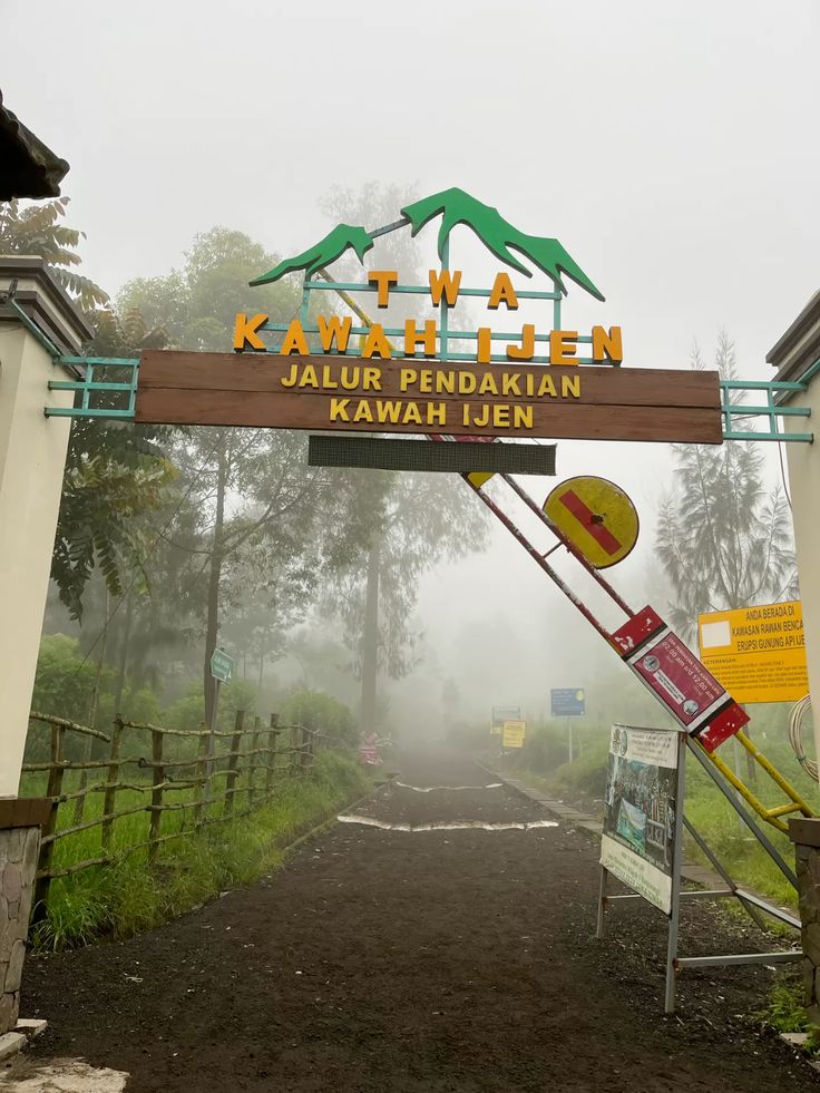 Blue flames rising from sulfur vents at Kawah Ijen during midnight trek